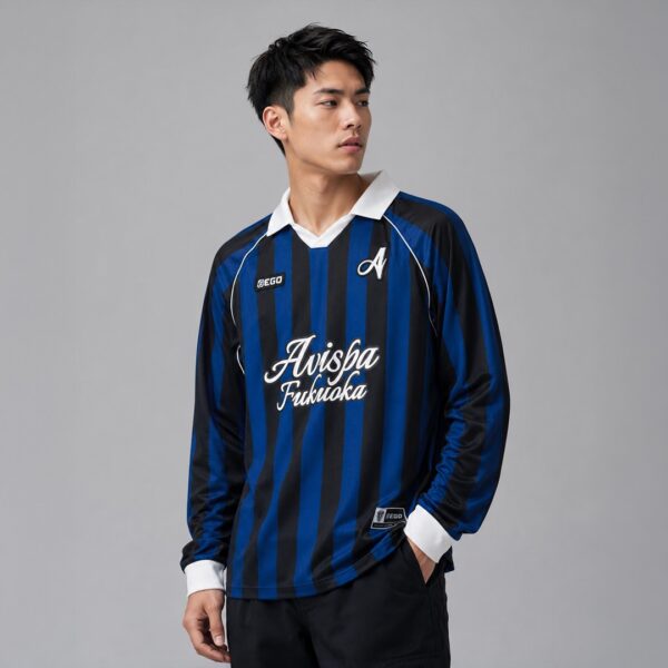 AE602 เสื้อโปโลแขนยาวทรงโอเวอร์ไซส์ สีกรม