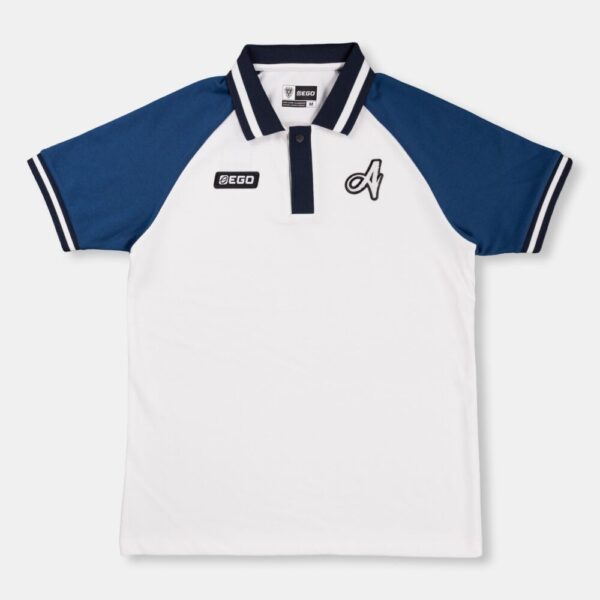 Second image of AE607 เสื้อโปโลแขนสั้น สีขาว/น้ำเงิน