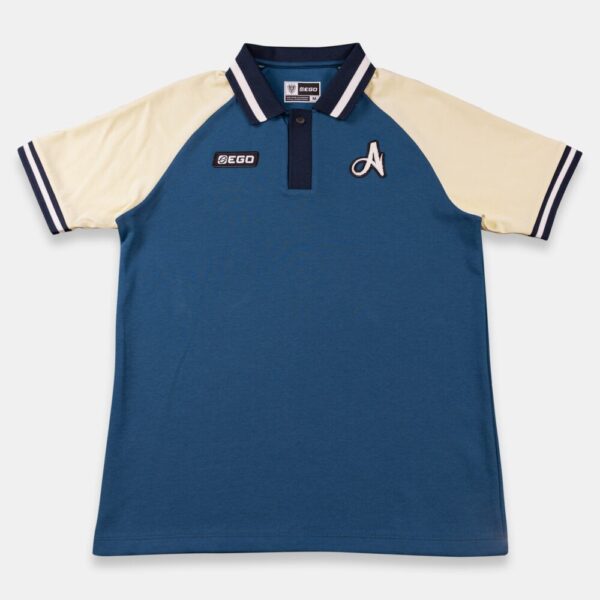 Second image of AE608 เสื้อโปโลแขนสั้น สีน้ำเงิน/ครีม