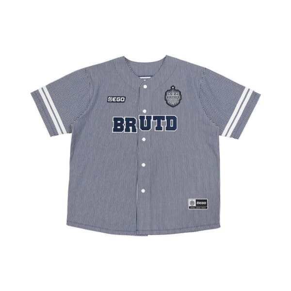 Second image of AE25102 เสื้อทรงเบสบอล EGOxBRUTD แบบที่ 3 สียีนส์ลายทาง