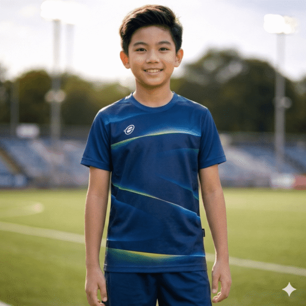 EG5180 KIDS  เสื้อฟุตบอลเด็กคอกลมพิมพ์ลาย GlowX (โกลวเอ็กซ์)  (EGO SPORT)